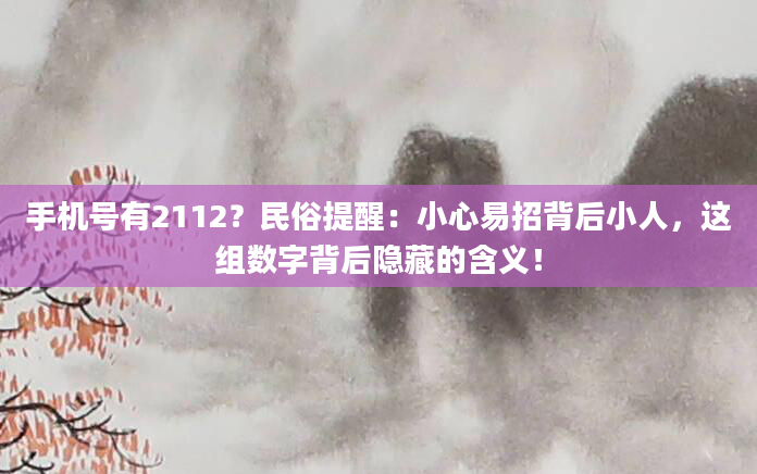 手机号有2112？民俗提醒：小心易招背后小人，这组数字背后隐藏的含义！