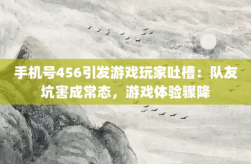 手机号456引发游戏玩家吐槽：队友坑害成常态，游戏体验骤降