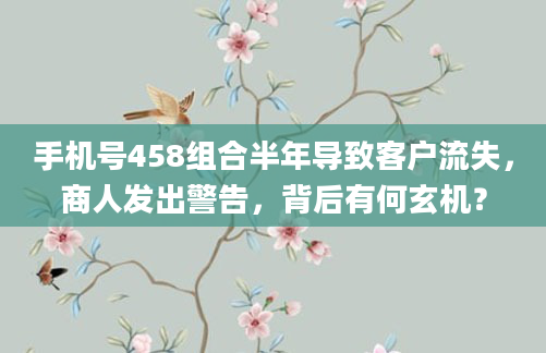 手机号458组合半年导致客户流失，商人发出警告，背后有何玄机？