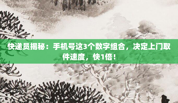快递员揭秘：手机号这3个数字组合，决定上门取件速度，快1倍！