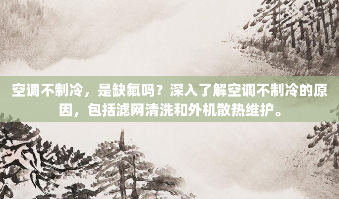 空调不制冷，是缺氟吗？深入了解空调不制冷的原因，包括滤网清洗和外机散热维护。