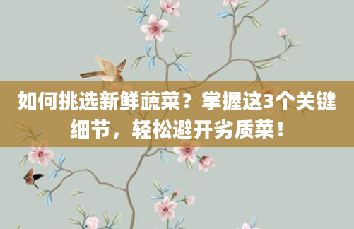如何挑选新鲜蔬菜？掌握这3个关键细节，轻松避开劣质菜！