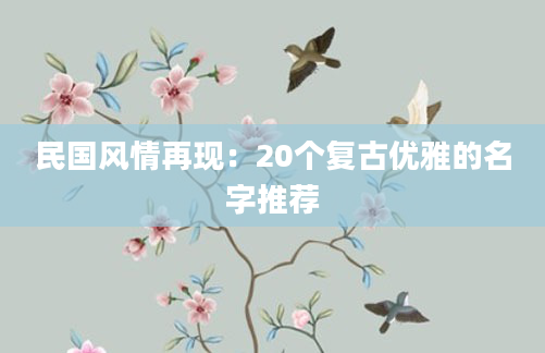 民国风情再现：20个复古优雅的名字推荐