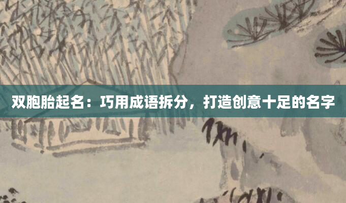 双胞胎起名：巧用成语拆分，打造创意十足的名字