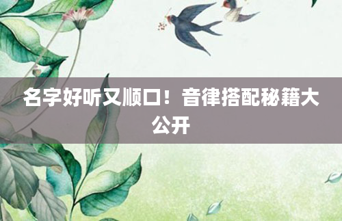 名字好听又顺口！音律搭配秘籍大公开