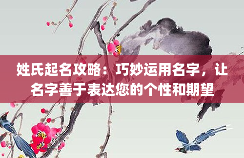 姓氏起名攻略：巧妙运用名字，让名字善于表达您的个性和期望