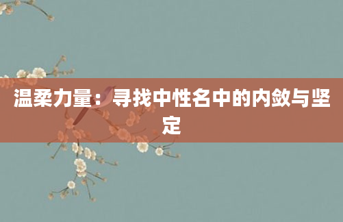 温柔力量：寻找中性名中的内敛与坚定