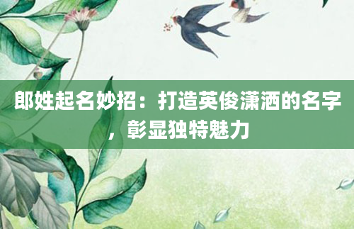 郎姓起名妙招：打造英俊潇洒的名字，彰显独特魅力