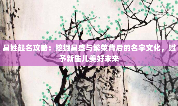 昌姓起名攻略：挖掘昌盛与繁荣背后的名字文化，赋予新生儿美好未来