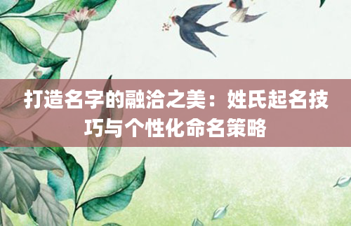 打造名字的融洽之美：姓氏起名技巧与个性化命名策略