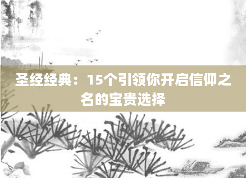 圣经经典：15个引领你开启信仰之名的宝贵选择