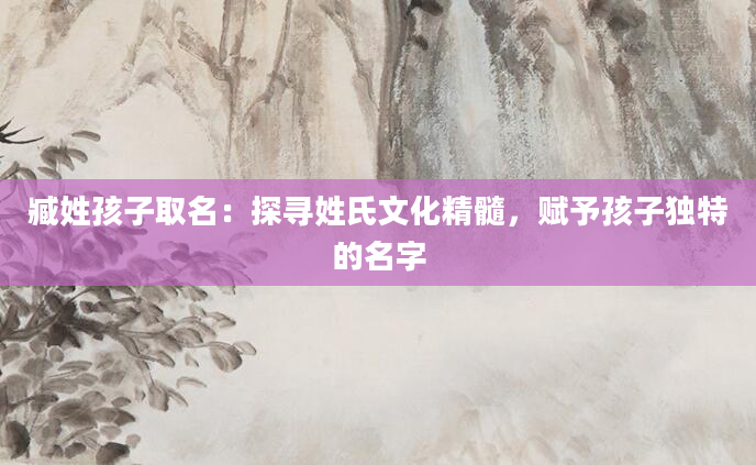 臧姓孩子取名：探寻姓氏文化精髓，赋予孩子独特的名字