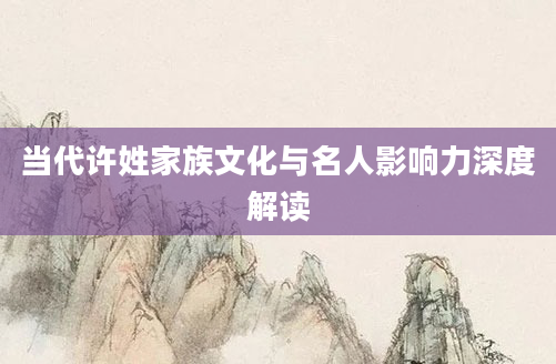 当代许姓家族文化与名人影响力深度解读