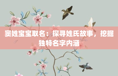 窦姓宝宝取名：探寻姓氏故事，挖掘独特名字内涵