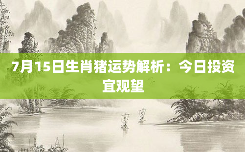 7月15日生肖猪运势解析：今日投资宜观望