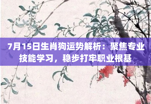 7月15日生肖狗运势解析：聚焦专业技能学习，稳步打牢职业根基
