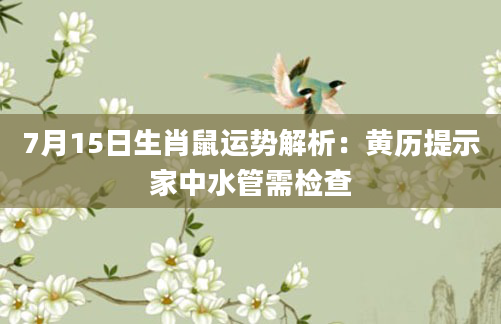 7月15日生肖鼠运势解析：黄历提示家中水管需检查