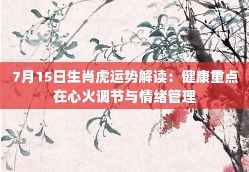 7月15日生肖虎运势解读：健康重点在心火调节与情绪管理