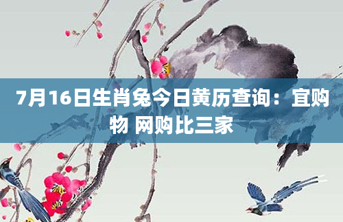 7月16日生肖兔今日黄历查询：宜购物 网购比三家