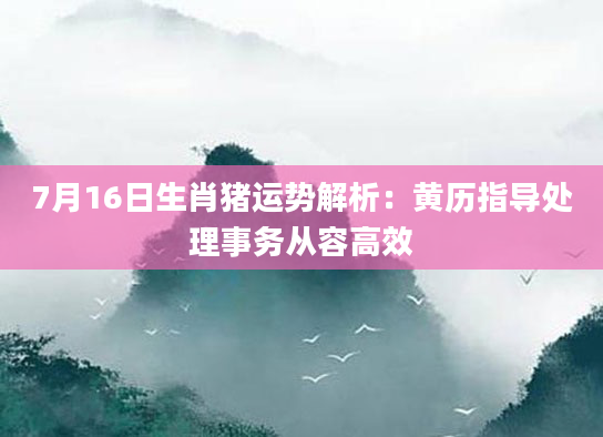7月16日生肖猪运势解析：黄历指导处理事务从容高效