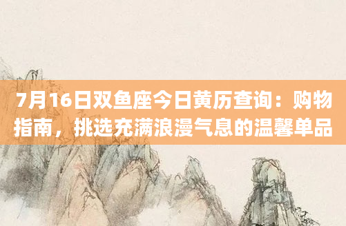 7月16日双鱼座今日黄历查询：购物指南，挑选充满浪漫气息的温馨单品