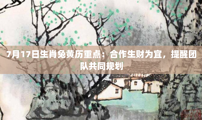7月17日生肖兔黄历重点：合作生财为宜，提醒团队共同规划
