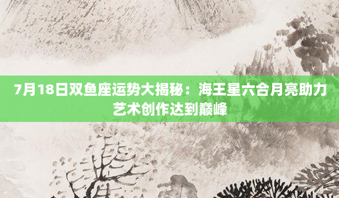 7月18日双鱼座运势大揭秘：海王星六合月亮助力艺术创作达到巅峰
