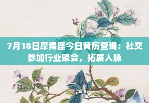 7月18日摩羯座今日黄历查询：社交参加行业聚会，拓展人脉