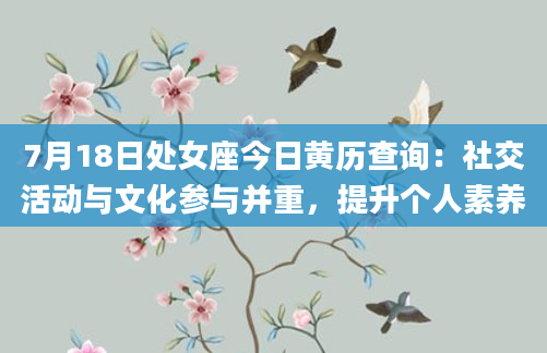 7月18日处女座今日黄历查询：社交活动与文化参与并重，提升个人素养
