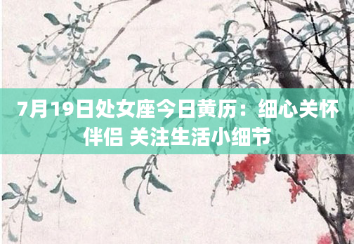 7月19日处女座今日黄历：细心关怀伴侣 关注生活小细节
