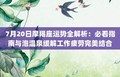 7月20日摩羯座运势全解析：必看指南与泡温泉缓解工作疲劳完美结合