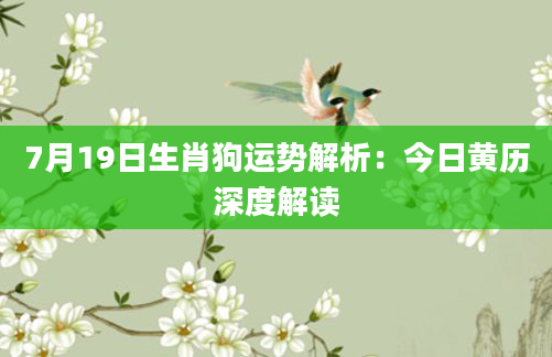 7月19日生肖狗运势解析：今日黄历深度解读