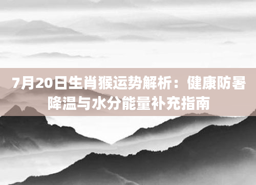 7月20日生肖猴运势解析：健康防暑降温与水分能量补充指南