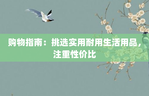 购物指南：挑选实用耐用生活用品，注重性价比