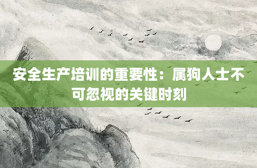 安全生产培训的重要性：属狗人士不可忽视的关键时刻