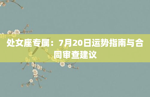 处女座专属：7月20日运势指南与合同审查建议