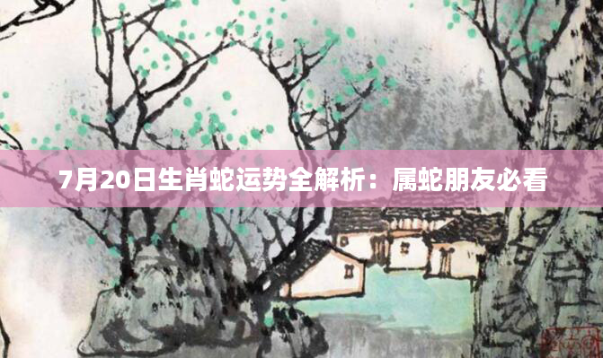 7月20日生肖蛇运势全解析：属蛇朋友必看