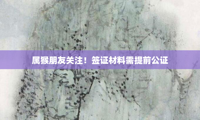 属猴朋友关注！签证材料需提前公证