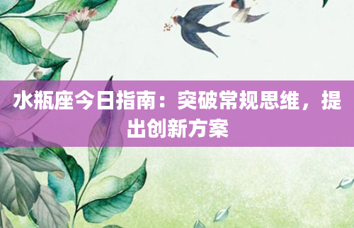 水瓶座今日指南：突破常规思维，提出创新方案