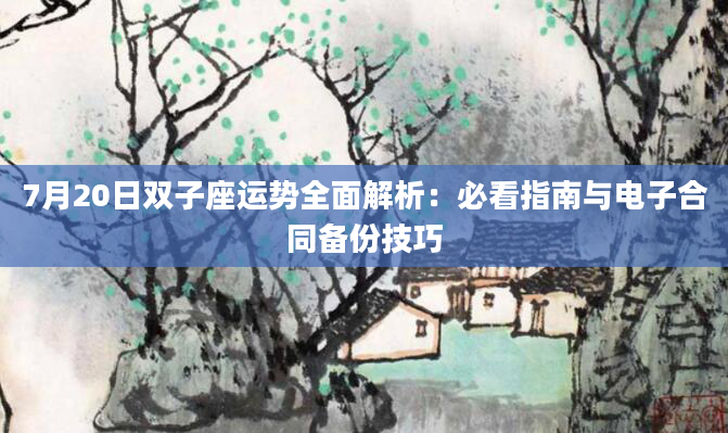 7月20日双子座运势全面解析：必看指南与电子合同备份技巧