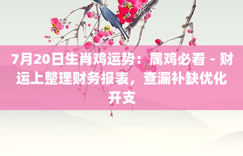 7月20日生肖鸡运势：属鸡必看 - 财运上整理财务报表，查漏补缺优化开支