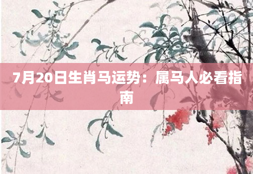 7月20日生肖马运势：属马人必看指南