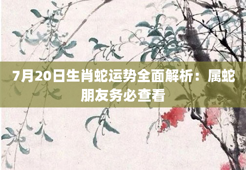 7月20日生肖蛇运势全面解析：属蛇朋友务必查看