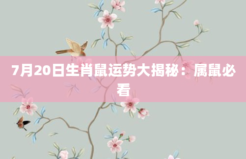 7月20日生肖鼠运势大揭秘：属鼠必看