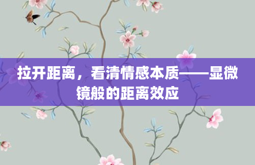 拉开距离，看清情感本质——显微镜般的距离效应