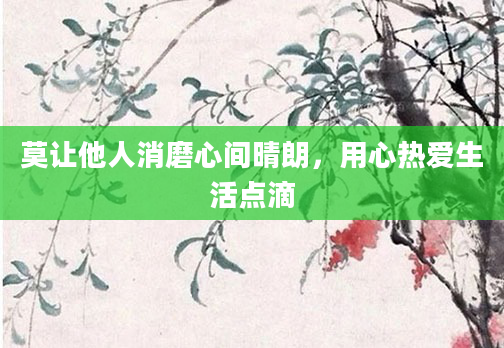 莫让他人消磨心间晴朗，用心热爱生活点滴