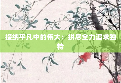 接纳平凡中的伟大：拼尽全力追求独特