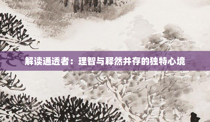 解读通透者：理智与释然并存的独特心境
