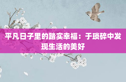 平凡日子里的踏实幸福：于琐碎中发现生活的美好