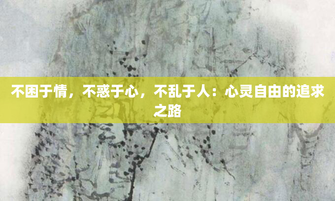 不困于情，不惑于心，不乱于人：心灵自由的追求之路